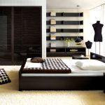 bedroom with black high-tech furniture