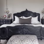 bedroom with black retro furniture