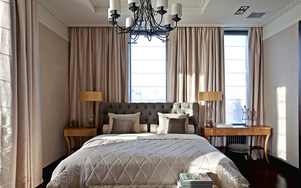 bed headboard to the window in the bedroom