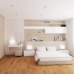 chambre avec mobilier clair