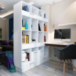 shelving partition for zoning photo design