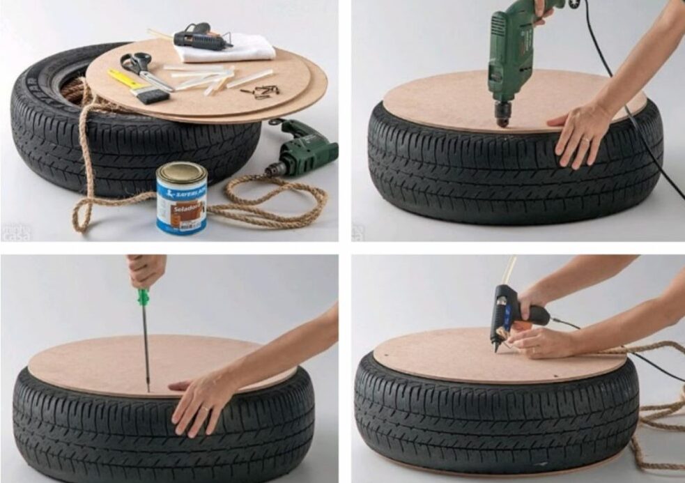 table made of tires