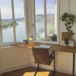 window sill table overlooking the river