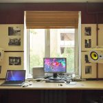 window sill-table with computer