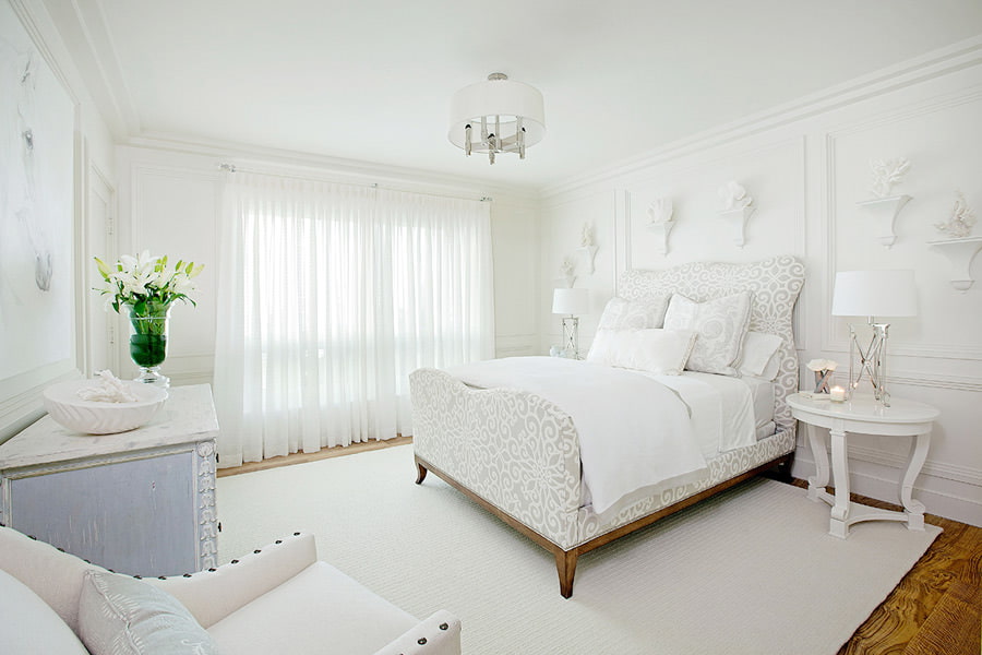 light bedroom with light furniture decor photo