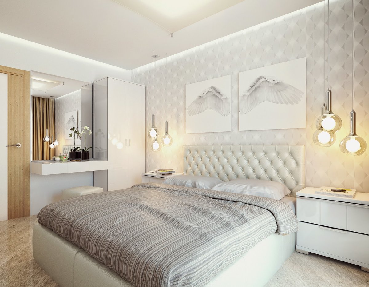 chambre lumineuse avec mobilier clair