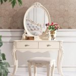 dressing table with oval mirror