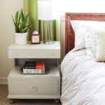 bedside table with a book