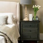 gray bedside table with drawers