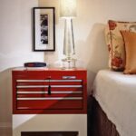 bedside table red