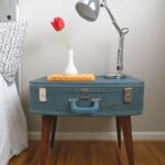 bedside table gray suitcase