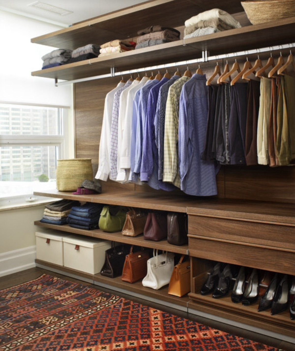 upper shelves in the dressing room