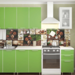 green kitchen with coffee