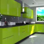 green kitchen with gray