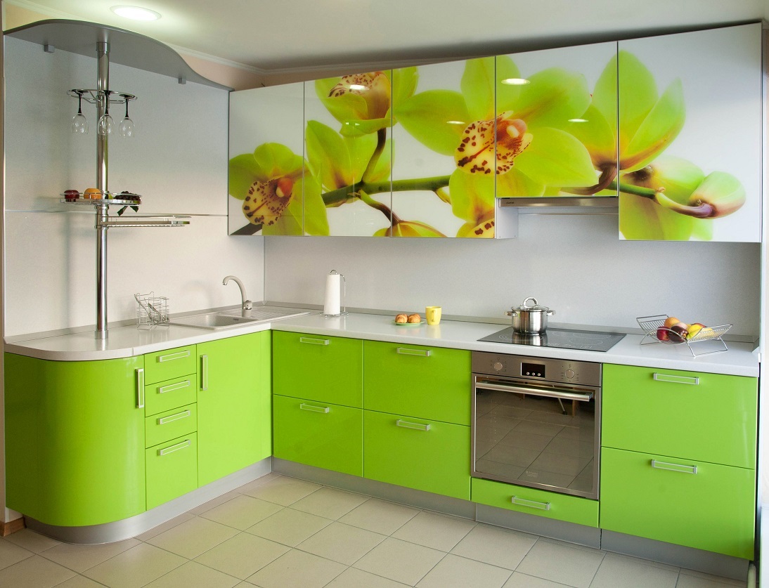 green kitchen set