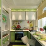 backlit green kitchen