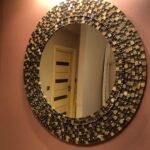 round mirror beige