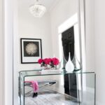 hallway mirror with glass table