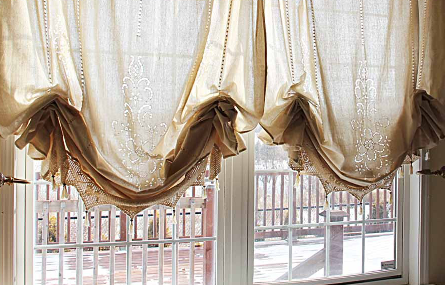 openwork austrian curtains for the bedroom