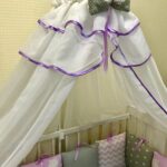 baby canopy with purple piping