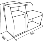 dessin d'un banc pour un couloir avec une armoire