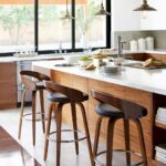 round wooden bar stool