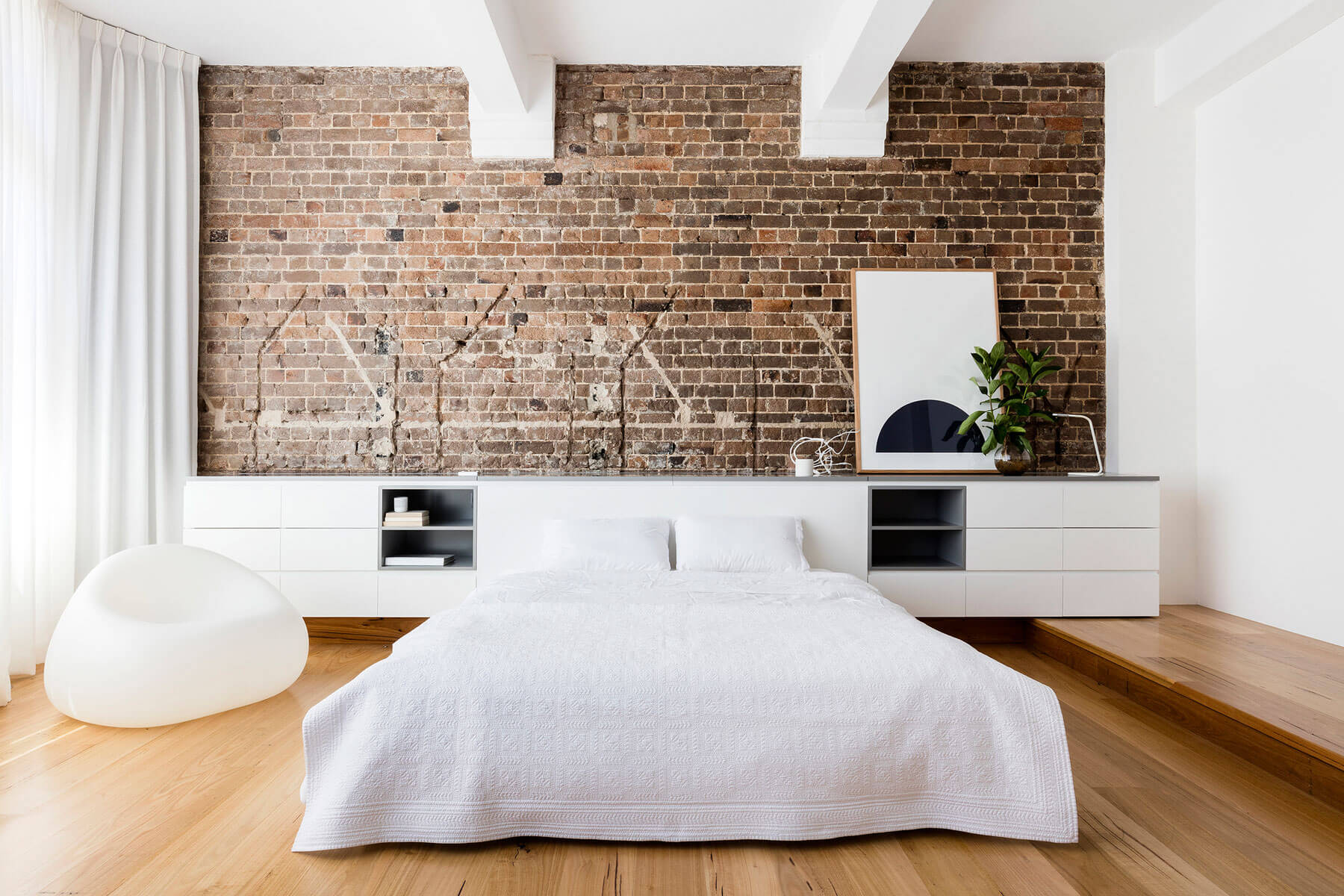 white loft bedroom