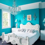 white furniture with turquoise