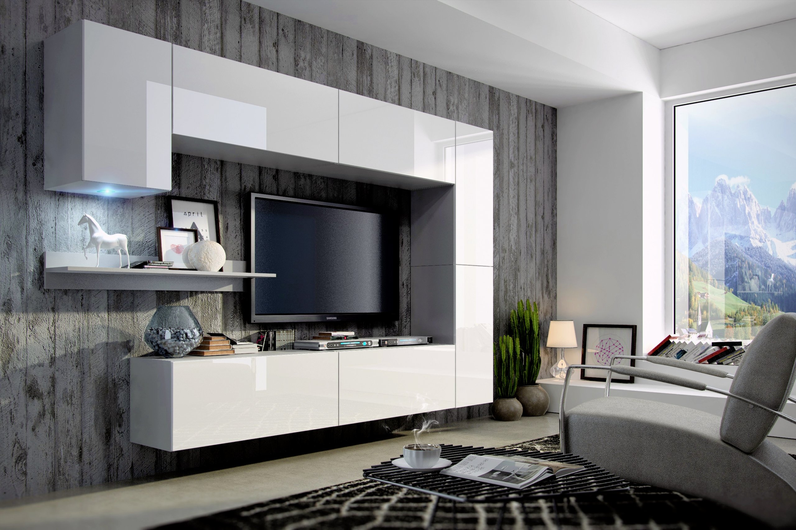 glossy white furniture