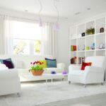 white furniture with colored pillows