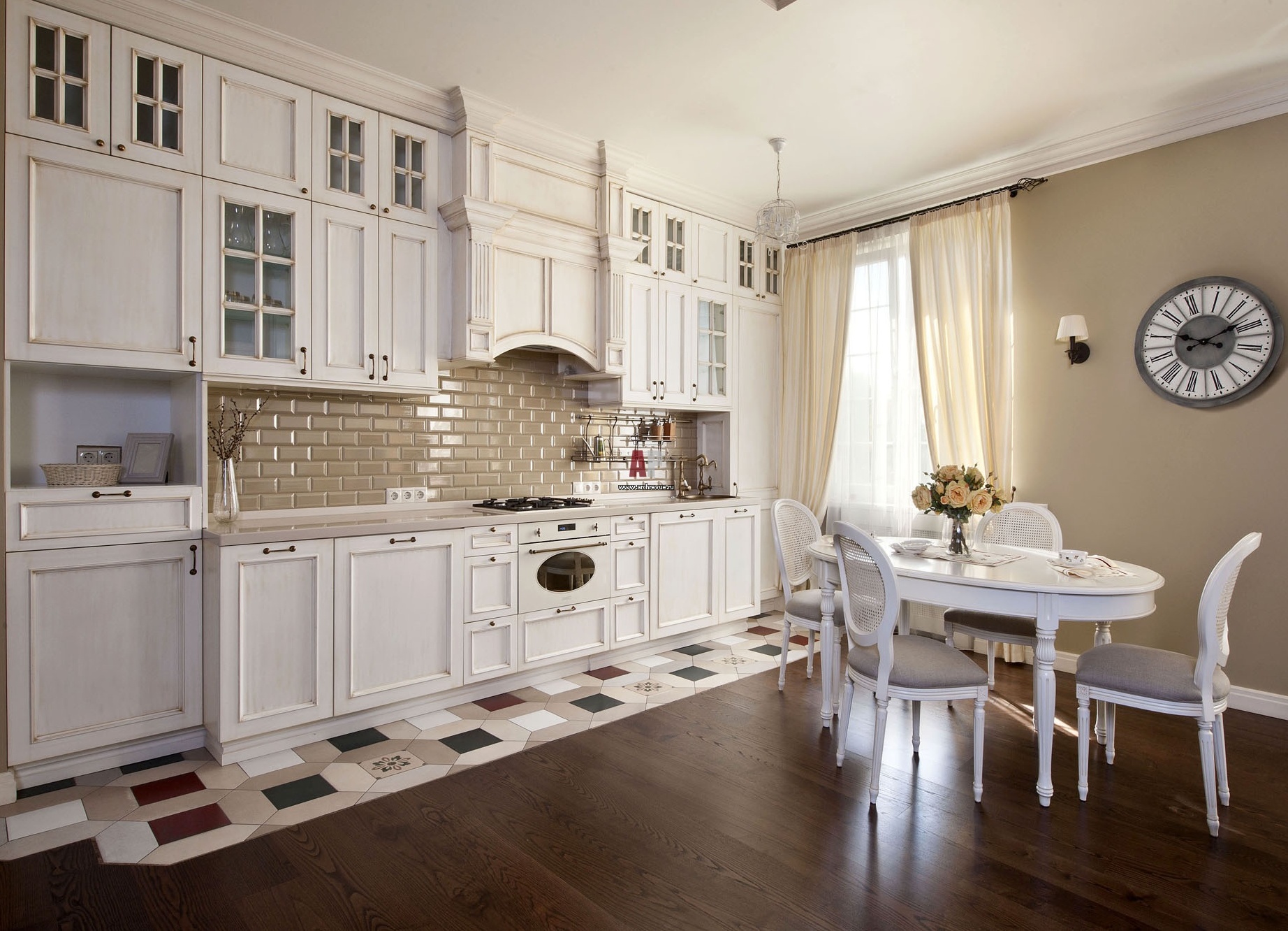 white furniture in the kitchen