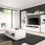 white furniture with a dark gray carpet