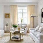 white furniture with light curtains