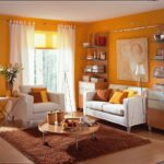 white furniture with orange