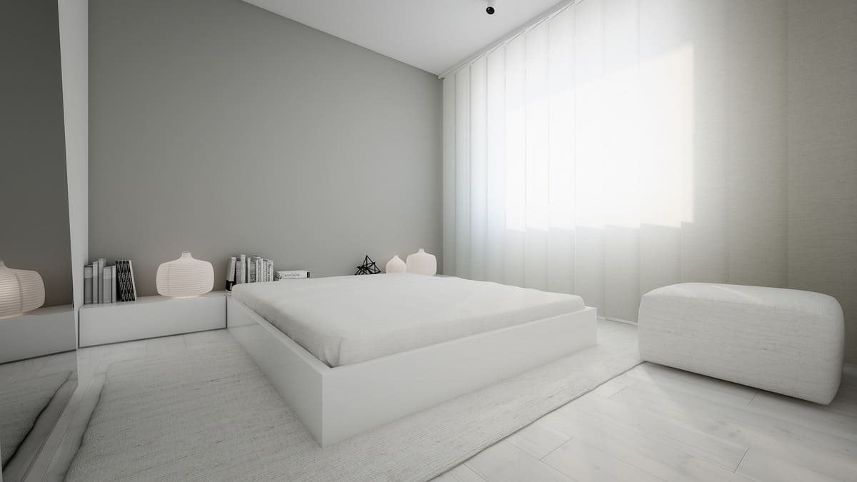 white bedroom in minimalism