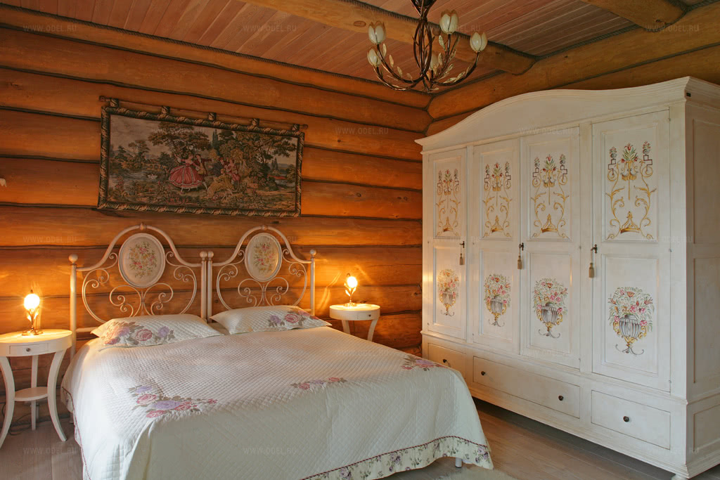 white bedroom in Russian style