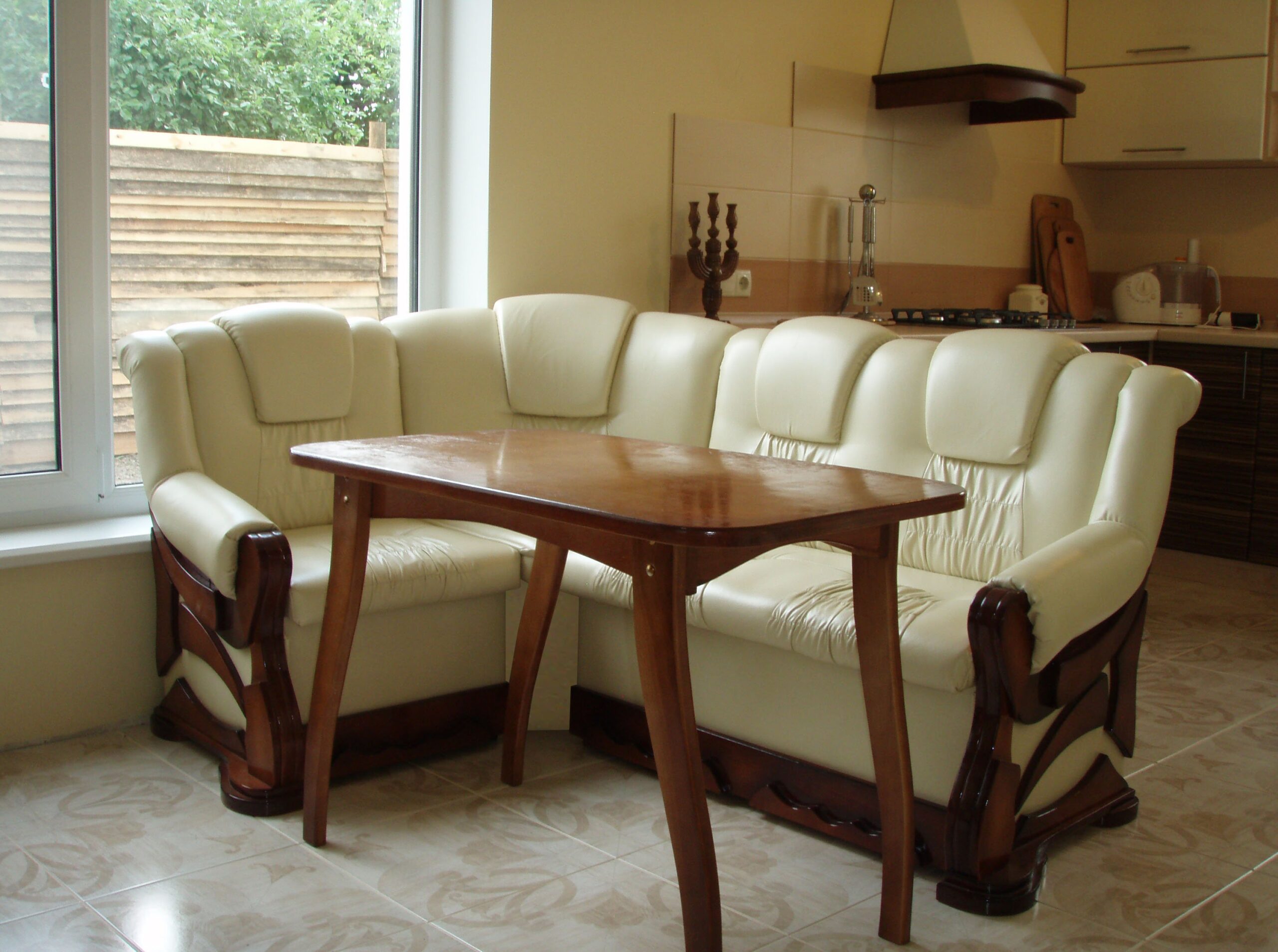 white sofa in the kitchen