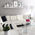 white leather sofa with black cushion