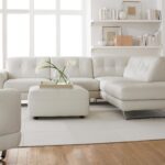 white leather sofa with square table