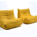 frameless yellow armchairs