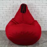 red armchair with lacing