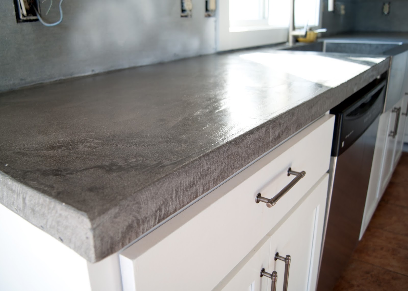 concrete countertop in the kitchen photo