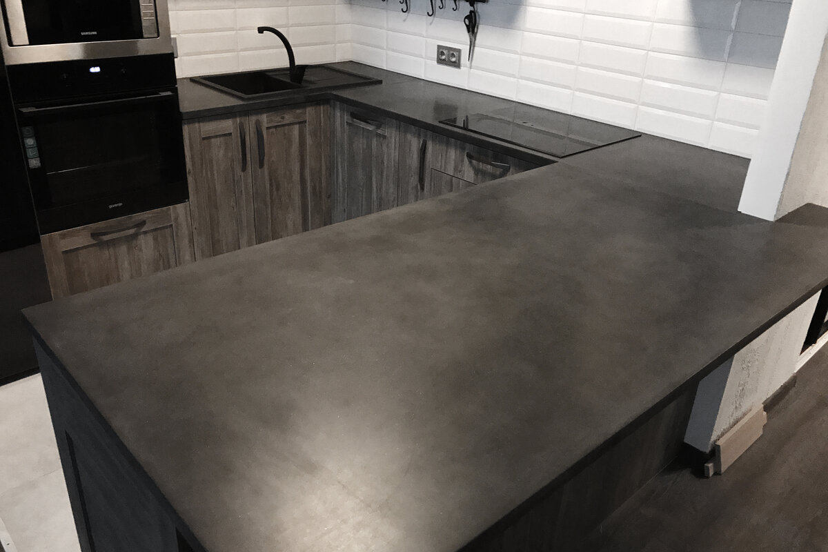 concrete countertop in the kitchen