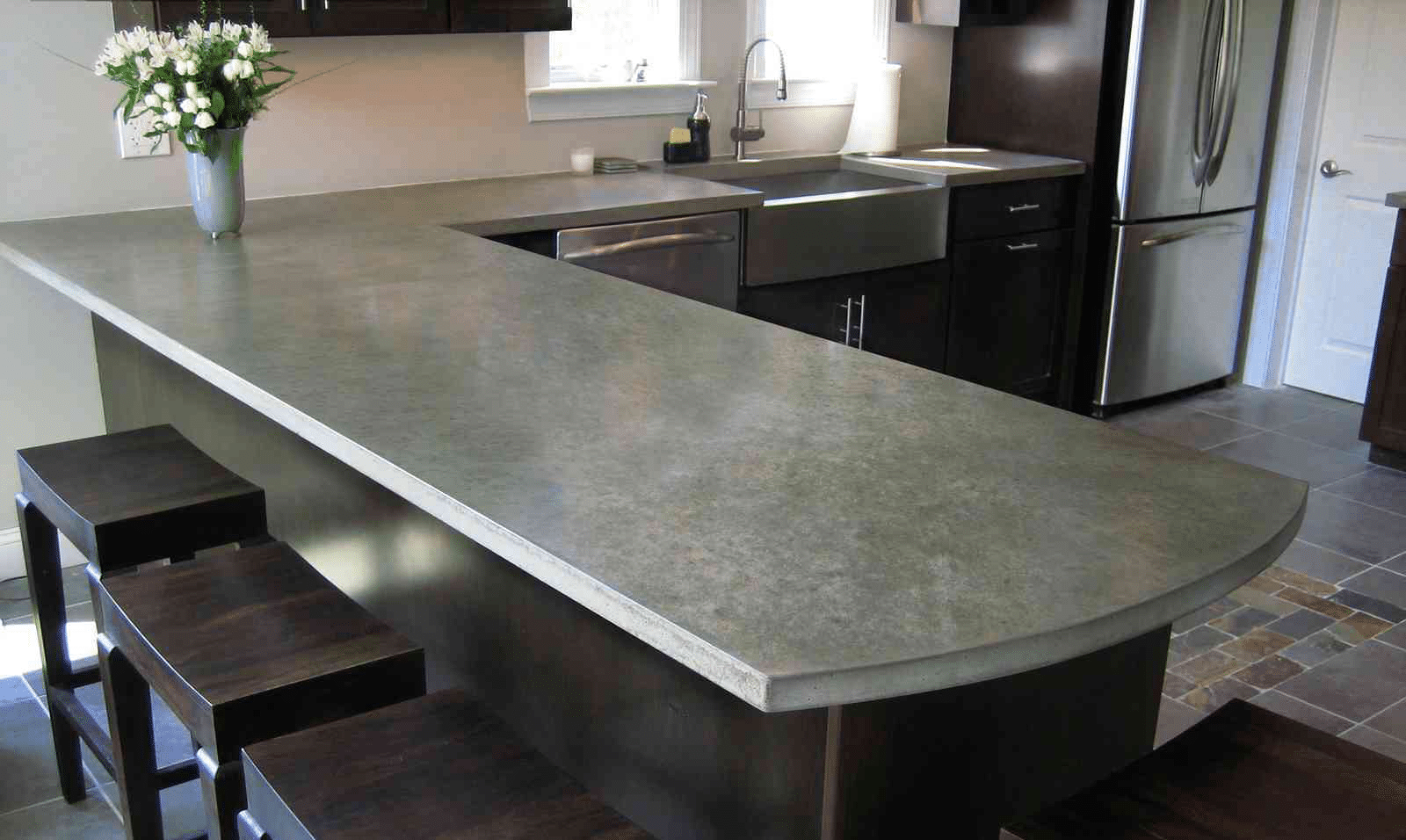 concrete countertop in the kitchen