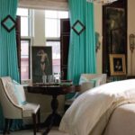 turquoise curtains in modern design