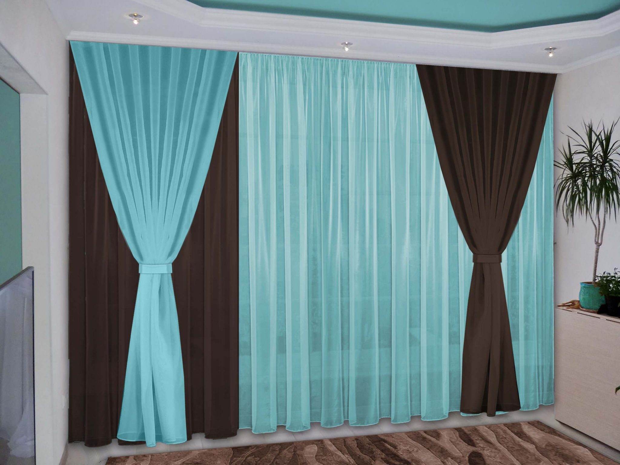 turquoise brown curtains