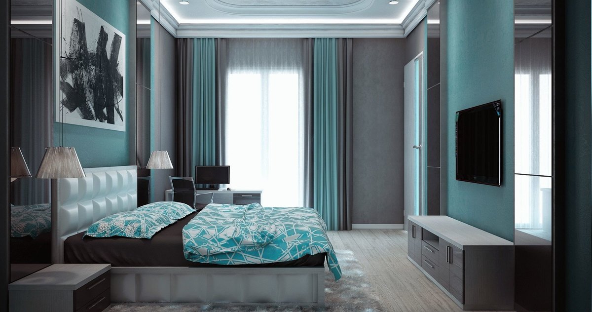 turquoise gray curtains