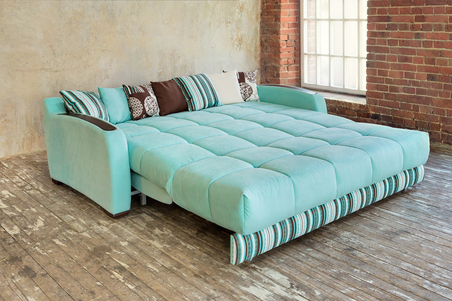 turquoise sofa in the bedroom