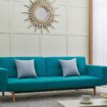 turquoise sofa with sun