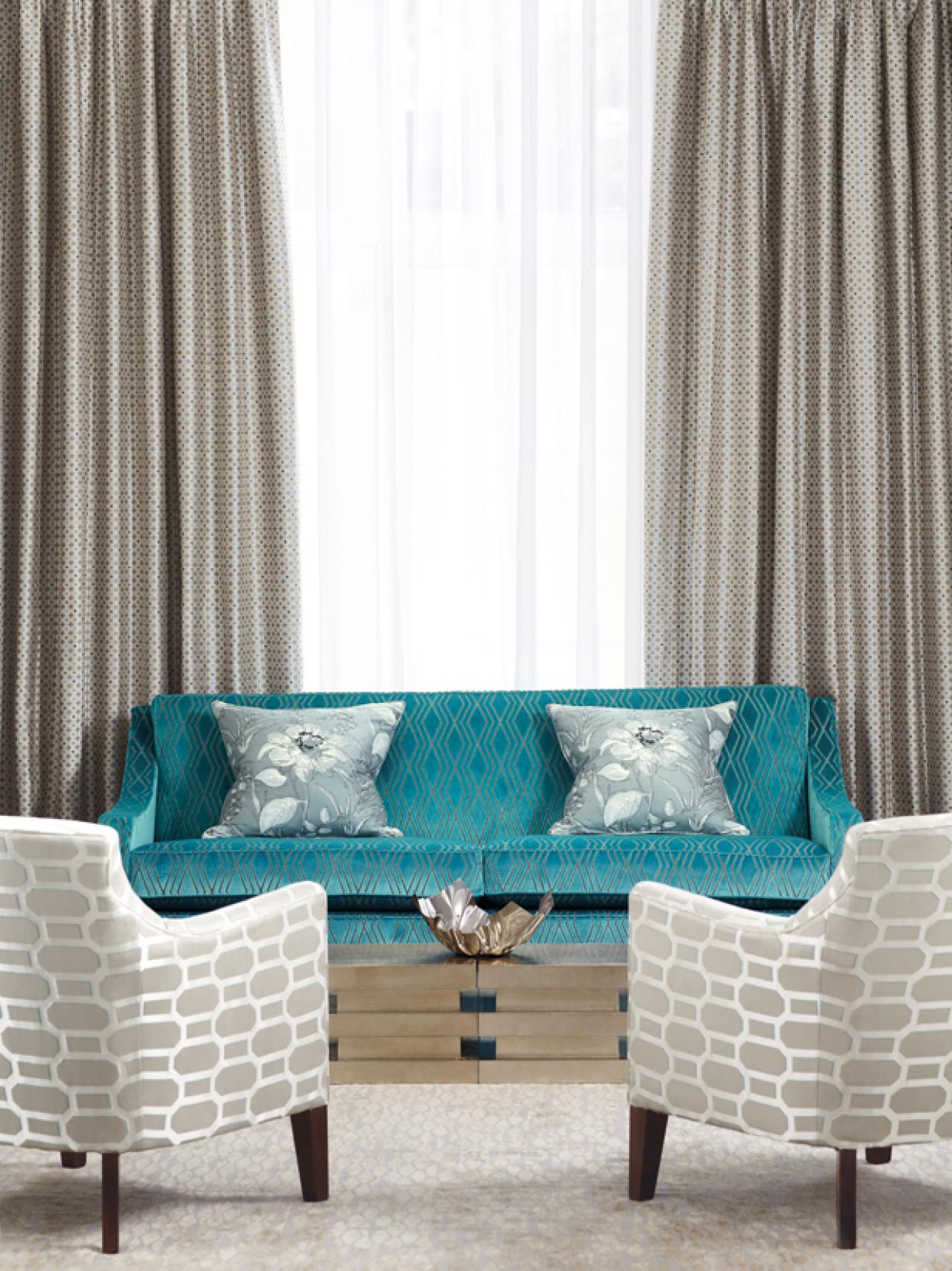 bright turquoise sofa